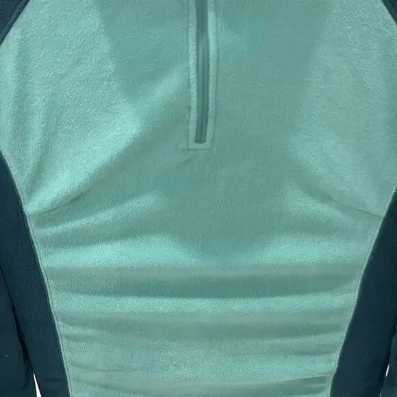 Columbia Two-Tone Green Lightweight Fleece Quarter-Zip Pullover ~ Women’s SM - Picture 3 of 5